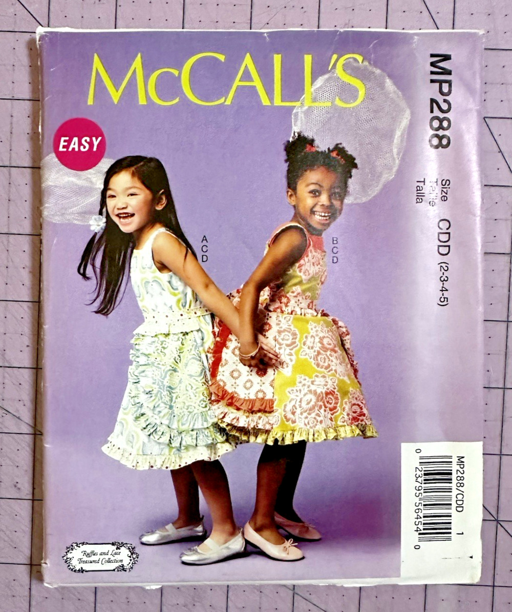 UNCUT MP288 McCall's Pattern Children's Dresses, Belt, Petti-Coat Size 2-5